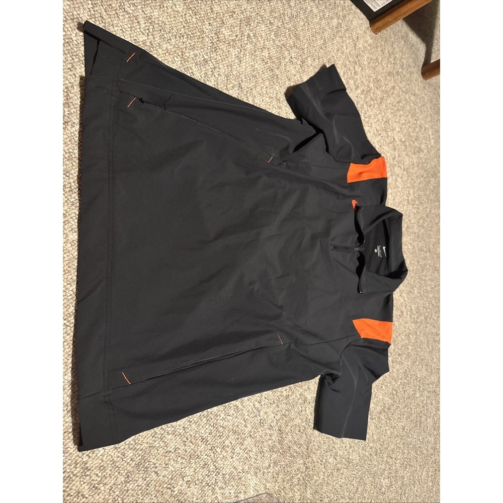 Nike Dri Fit Short Sleeve Shirt Mens M-  Black  Orange Quarter Zip Baseball Golf